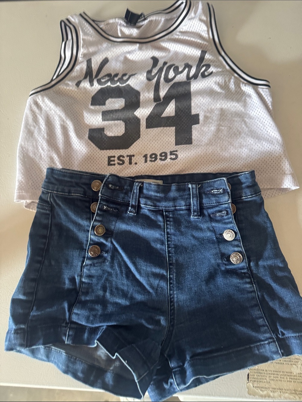 Ardene High-Waist Navy Button-Front Denim Shorts